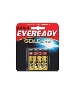Energizer Eveready Gold A92 AAA Alkaline Batteries - 4 Piece Retail Packaging