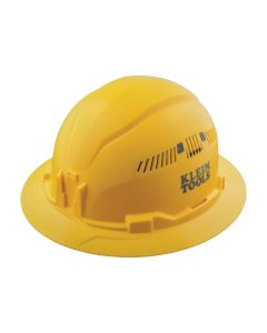 klein 60262 yellow hard hat, angled down and to the left