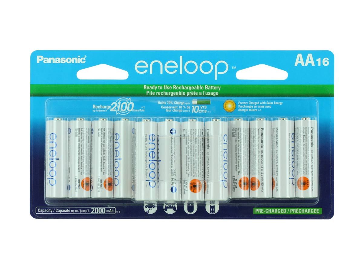 Panasonic Eneloop AA 2000mAh 1.2V Low Self Discharge NiMH Rechargeable  Batteries - 16 Pack Retail Card