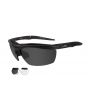 Wiley X Guard Changeable Sunglasses Rx Ready with High Velocity Protection - Matte Black Frame with Smoke Grey - Clear Lens Kit