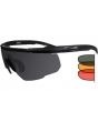 Wiley X Saber Advanced Changeable Sunglasses with High Velocity Protection - Matte Black Frame with Smoke Grey - Light Rust - Vermillion Lens Kit