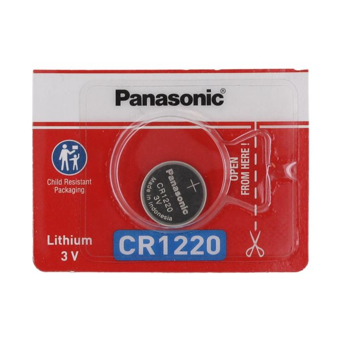 Panasonic CR1220 Lithium Coin Cell Battery - 35mAh  - 1 Piece Tear Strip