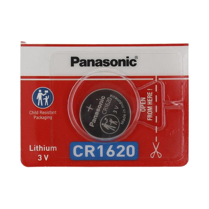 Panasonic CR1620 Lithium Coin Cell Battery - 75mAh  - 1 Piece Tear Strip
