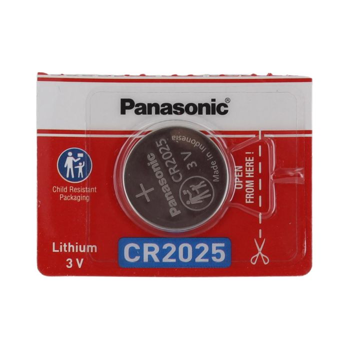 Panasonic CR2025 Lithium Coin Cell Battery - 165mAh  - 1 Piece Tear Strip