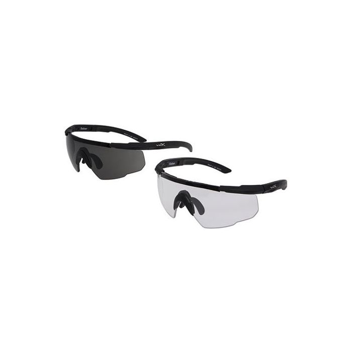 Wiley X Saber Advanced Changeable Sunglasses with High Velocity Protection - 2 Matte Black Frames Frame with Smoke Grey - Clear Lens Kit