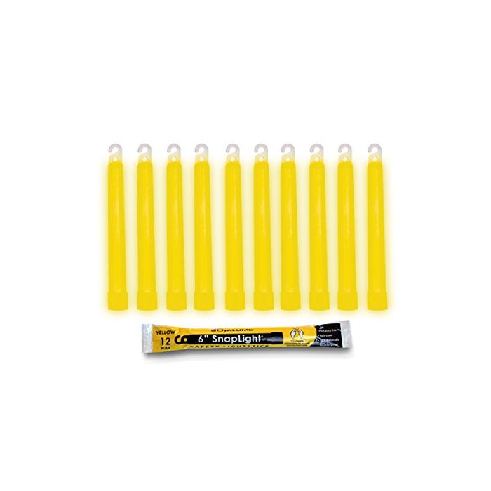 Cyalume 6-inch ChemLight 12 Hour Tactical Light Sticks - Case of 500 - Individually Foiled - Yellow (9-27020)