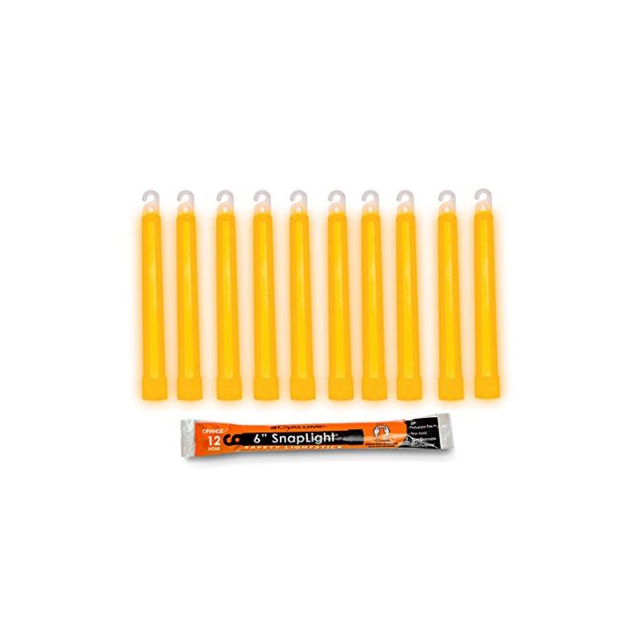 Cyalume 6-inch ChemLight 12 Hour Tactical Light Sticks - Case of 500 - Individually Foiled - Orange (9-27019)