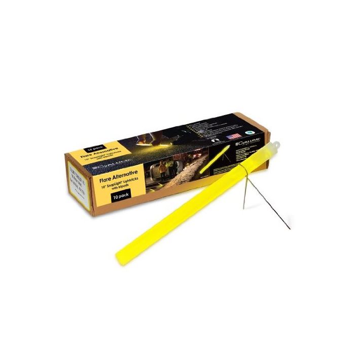 Cyalume 10-inch SnapLight Flare Alternative Light Sticks with Bi-Pod Stands - Case of 40 - Unfoiled - Yellow (9-27030)
