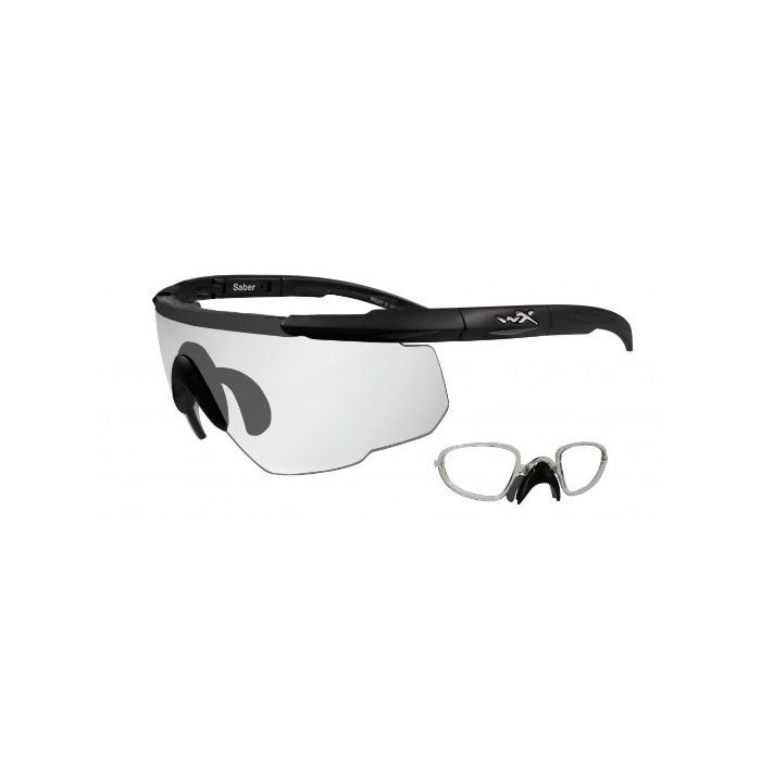 Wiley X Saber Advanced Changeable Sunglasses with High Velocity Protection - Matte Black Frame with Clear Lenses with Rx Insert