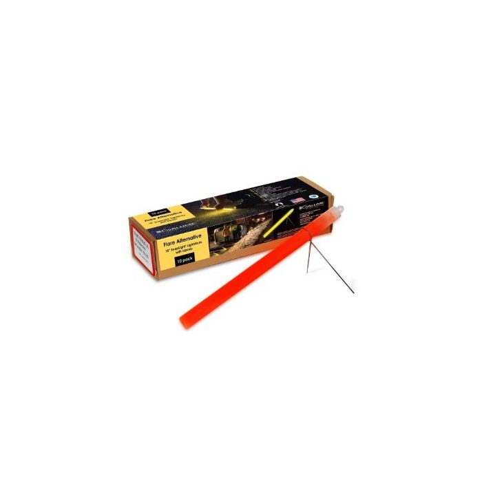 Cyalume 10-inch SnapLight Flare Alternative Light Sticks with Bi-Pod Stands - Case of 40 - Unfoiled - Red (9-27047)