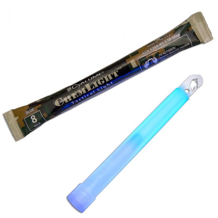 Cyalume 6-inch ChemLight 8 Hour Chemical Light Sticks - Case of 500 - Individually Foiled - Blue (9-27077)
