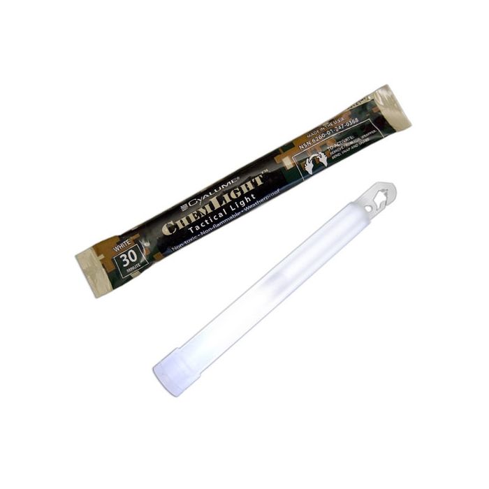 Cyalume 6-inch ChemLight 30 Minute Chemical Light Sticks - Case of 10 - Individually Foiled - White-Hi