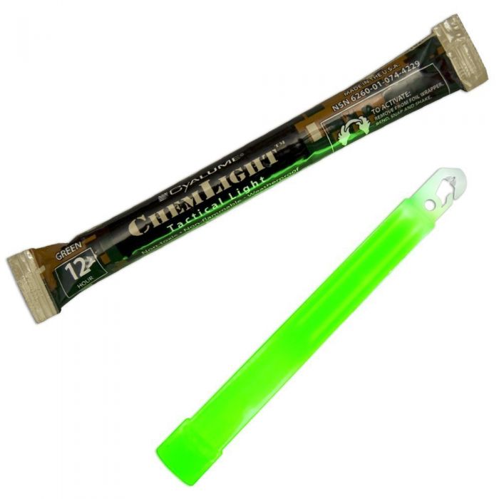 Cyalume 6-inch ChemLight 12 Hour Chemical Light Sticks - Case of 10 - Individually Foiled - Green (9-42290)