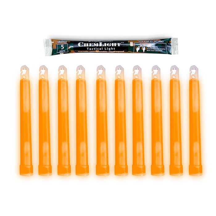 Cyalume Orange 6-inch 5 Minute Tactical Light Sticks - Case of 500