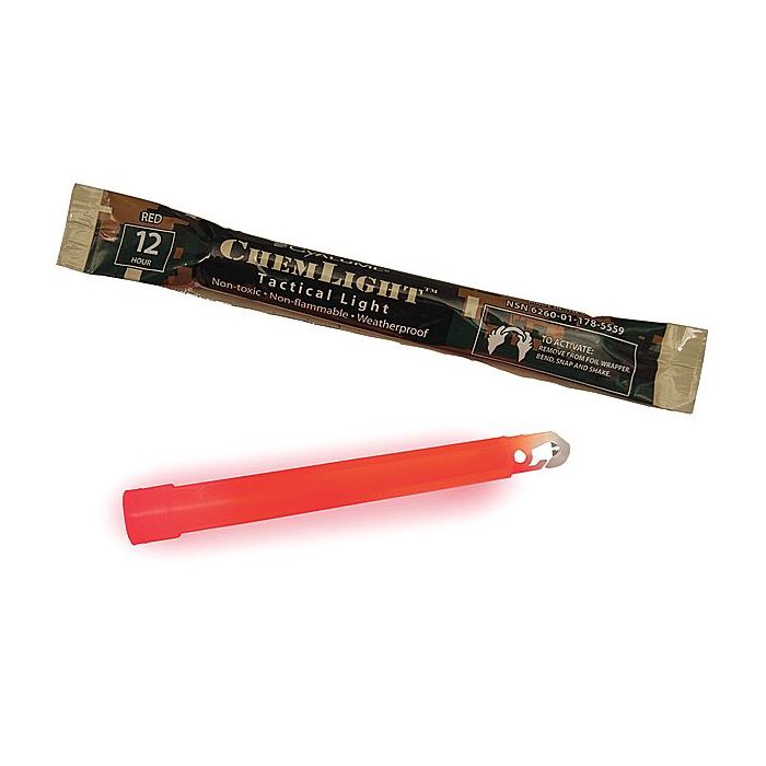 Cyalume 6-inch ChemLight 12 Hour Chemical Light Sticks - Case of 500 - Individually Foiled - Red (9-27054)