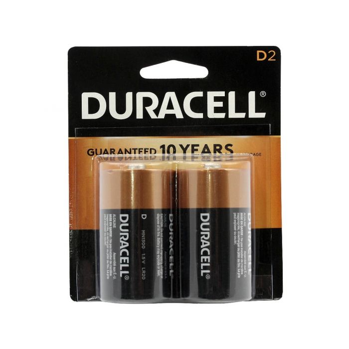 Duracell Coppertop D Alkaline Batteries - 2 Piece Retail Packaging