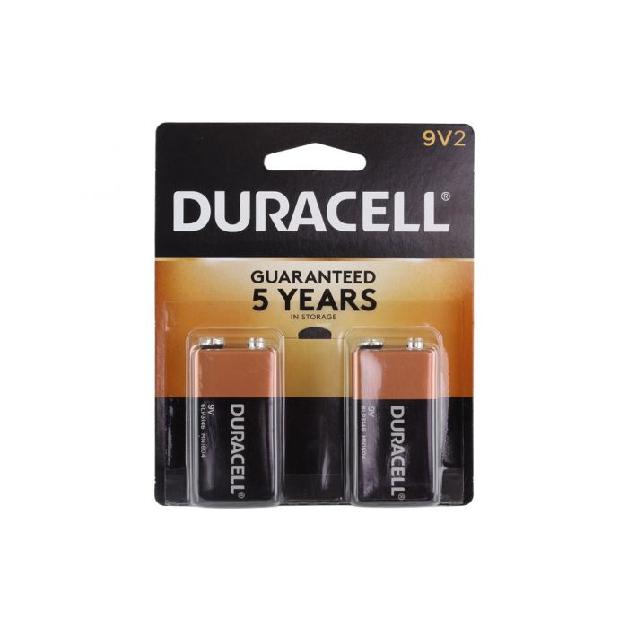duracell 2 pack of 9v 6LR61 batteries - front of package