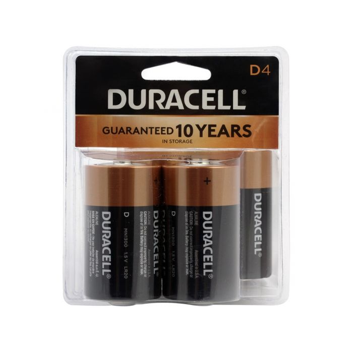 Duracell Coppertop D Alkaline Batteries - 4 Piece Clam Shell
