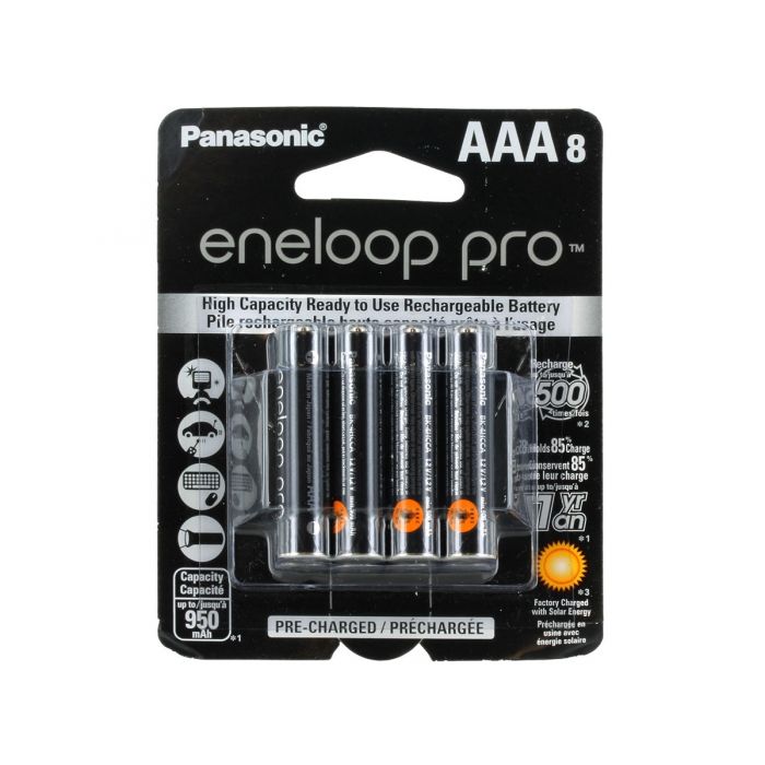 Panasonic Eneloop Pro AAA 950mAh 1.2V Low Self Discharge NiMH Rechargeable Batteries - 8 Pack Retail Card