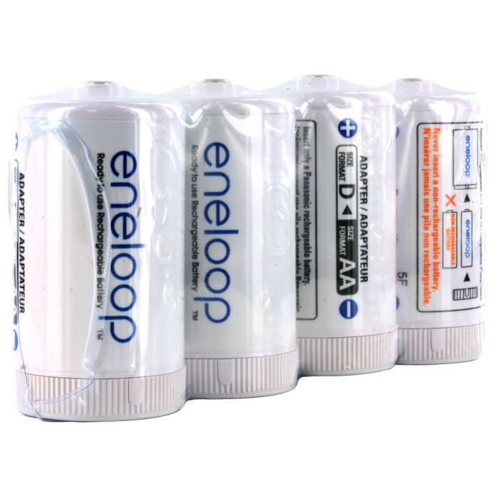 Eneloop D Cell Spacer AA Battery Converters - 4 Pack