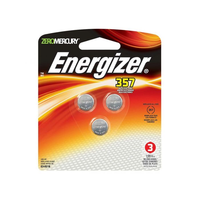 Energizer 303 / 357 Silver Oxide Coin Cell Batteries - 148mAh  - 3 Piece Blister Pack