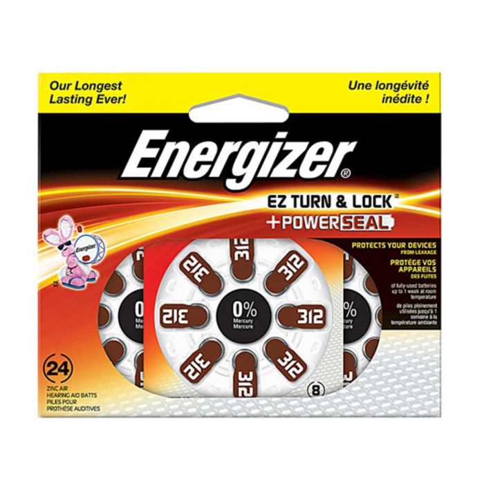 Energizer Size 312 Hearing Aid Batteries - 24 Count