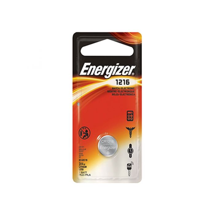 Energizer CR1216 Lithium Coin Cell Battery - 34mAh  - 1 Piece Blister Pack