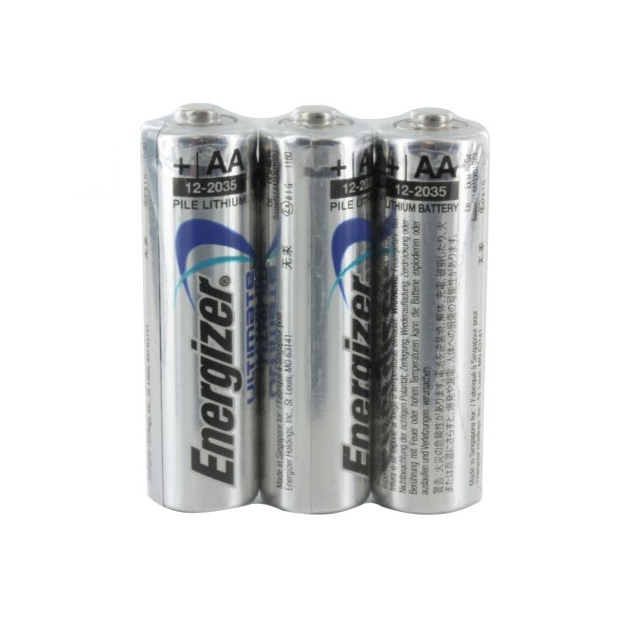 Energizer Ultimate L91 AA Lithium Batteries - 3000mAh  - 3 Piece Shrink Pack
