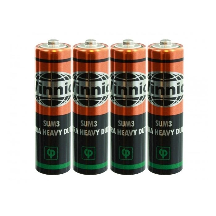 Vinnic Heavy Duty AA Batteries - 4 Pack Shrink Wrap (200 Shrink Packs per Case)