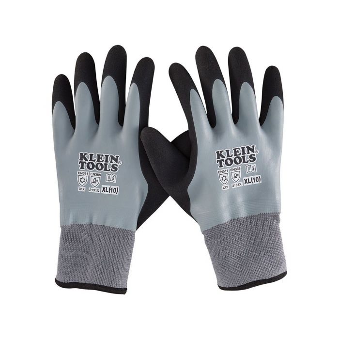 klein tools 60390 winter dipped xl gloves backside, both gloves shown