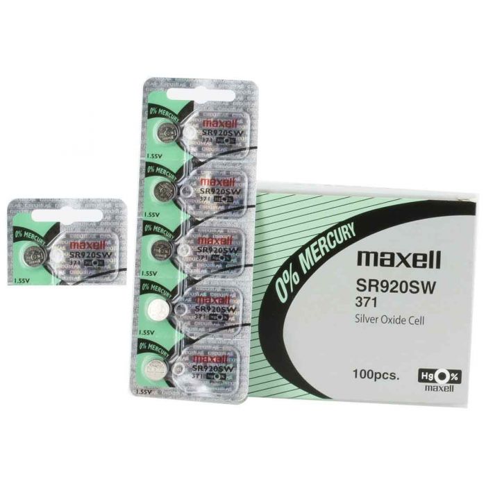 Maxell 370 / 371 Silver Oxide Coin Cell Battery - 45mAh  - 1 Piece Tear Strip