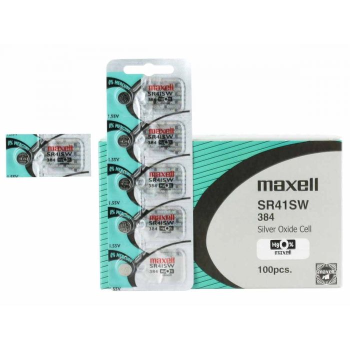 Maxell 392 / 384 Silver Oxide Coin Cell Battery - 45mAh  - 1 Piece Tear Strip
