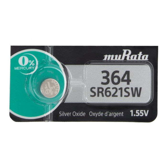 Murata 364 Silver Oxide Coin Cell Battery - 23mAh  - 1 Piece Tear Strip