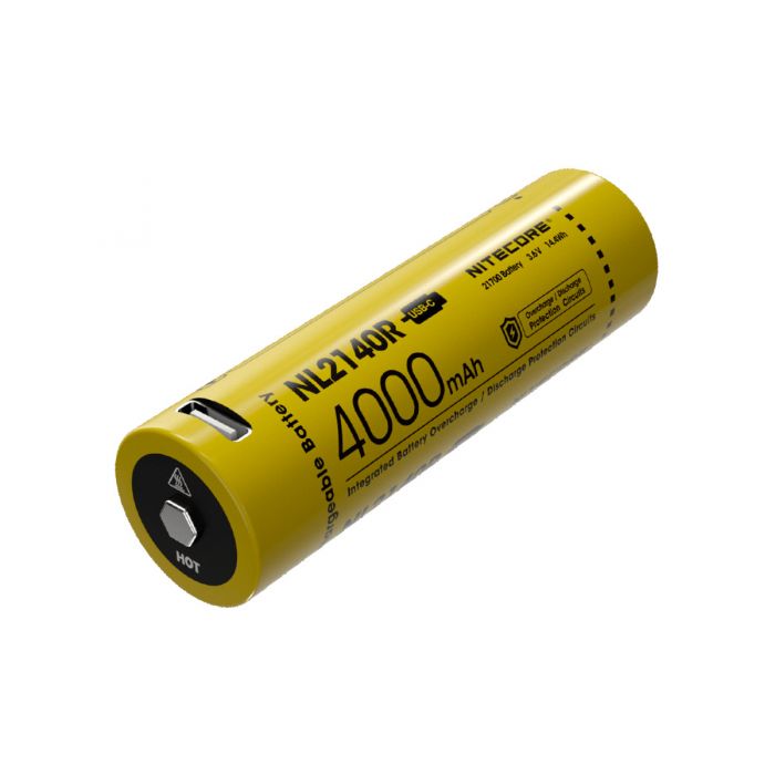Nitecore NL2140R 21700 Button Top Battery with Built-In USB-C Charging Port