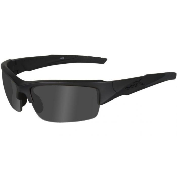 Wiley X WX Valor Changeable Sunglasses Rx Ready with High Velocity Protection - Black Ops Matte Black Frame with Smoke Grey Lenses