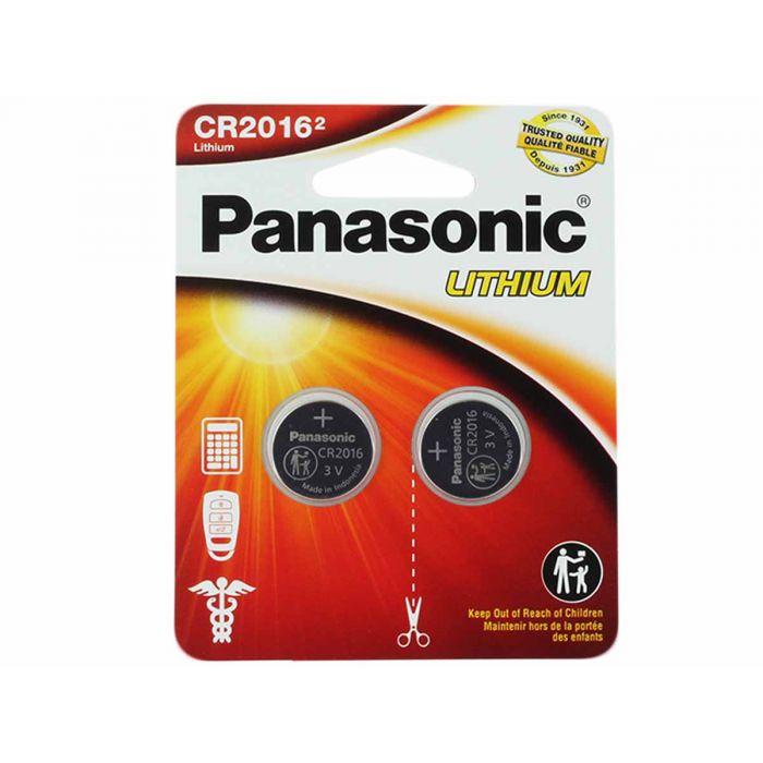 Panasonic CR2016 Coin Cell Battery - 2 Piece Standard Size Carded Packaging