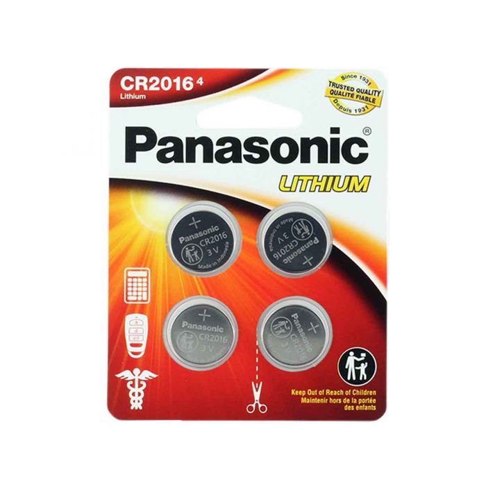 Panasonic CR2016 Coin Cell Battery - 4 Piece Standard Size Carded Packaging