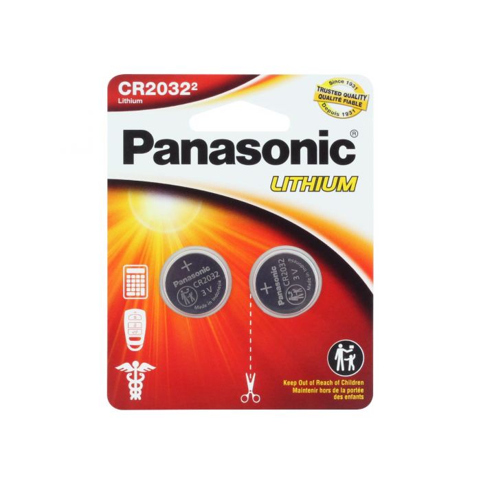 Panasonic CR2032 Coin Cell Battery - 2 Piece Standard Size Retail Card