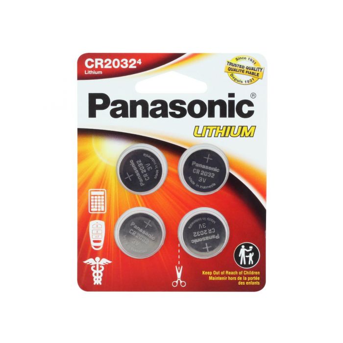 Panasonic CR2032 Coin Cell Battery - 4 Piece Standard Size Retail Card