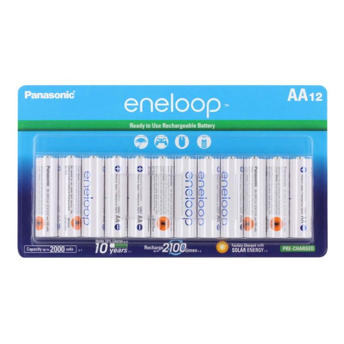 Panasonic Eneloop AA 2000mAh 1.2V Low Self Discharge NiMH Rechargeable  Batteries - Retail Card of 12