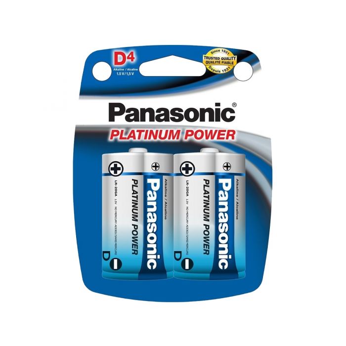 Panasonic Platinum Power D Alkaline Batteries (LR-20XP-4B) - 4-Pack Retail Card
