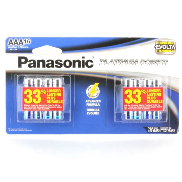 Panasonic Platinum Power AAA Alkaline Batteries (LR03XE-16BH) - 16-Pack Retail Card