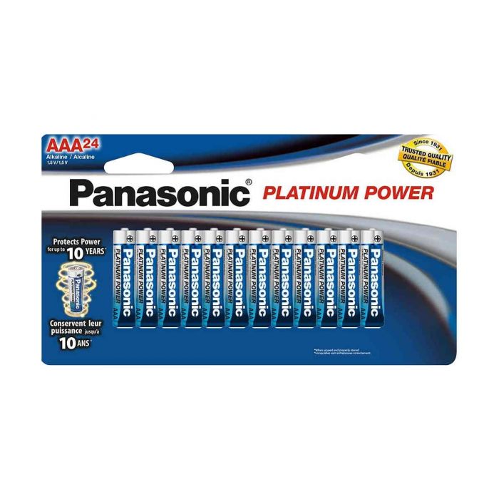 Panasonic Platinum Power AAA Alkaline Batteries (LR03XE-24B) - 24-Pack Retail Card