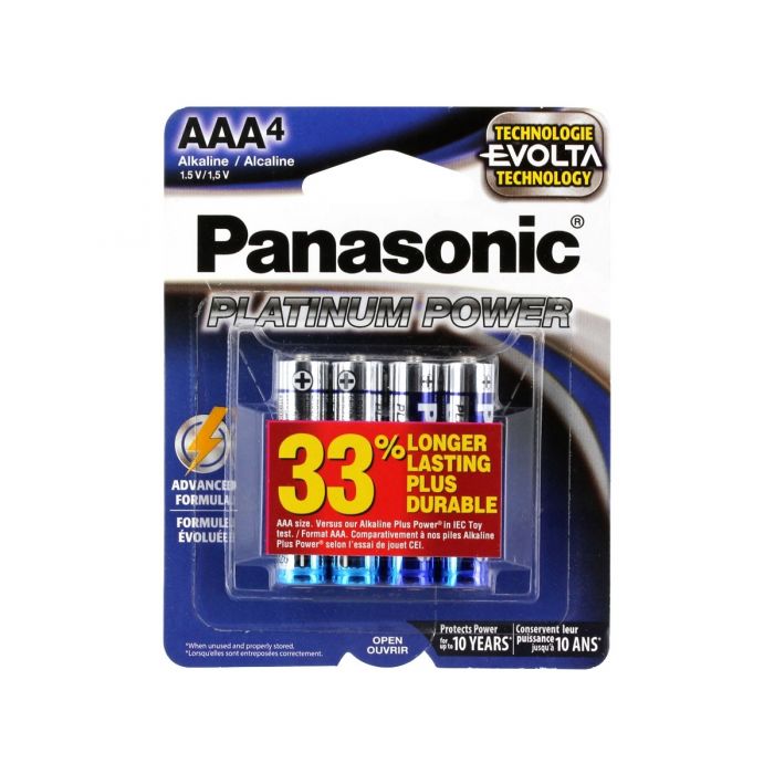 Panasonic Platinum Power AAA Alkaline Batteries (LR03XE-4B) - 4-Pack Retail Card