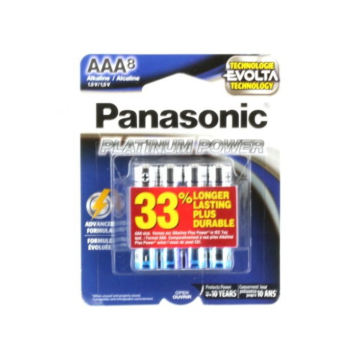Panasonic Platinum Power AAA Alkaline Batteries (LR03XE-8B) - 8-Pack Retail Card