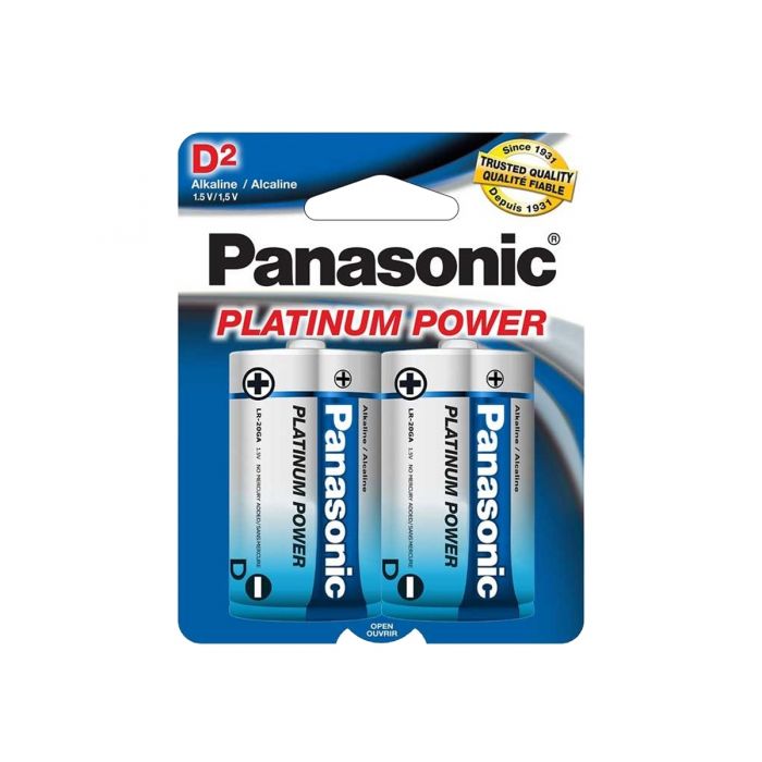 Panasonic Platinum Power D Alkaline Batteries (LR20XP-2B) - 2-Pack Retail Card