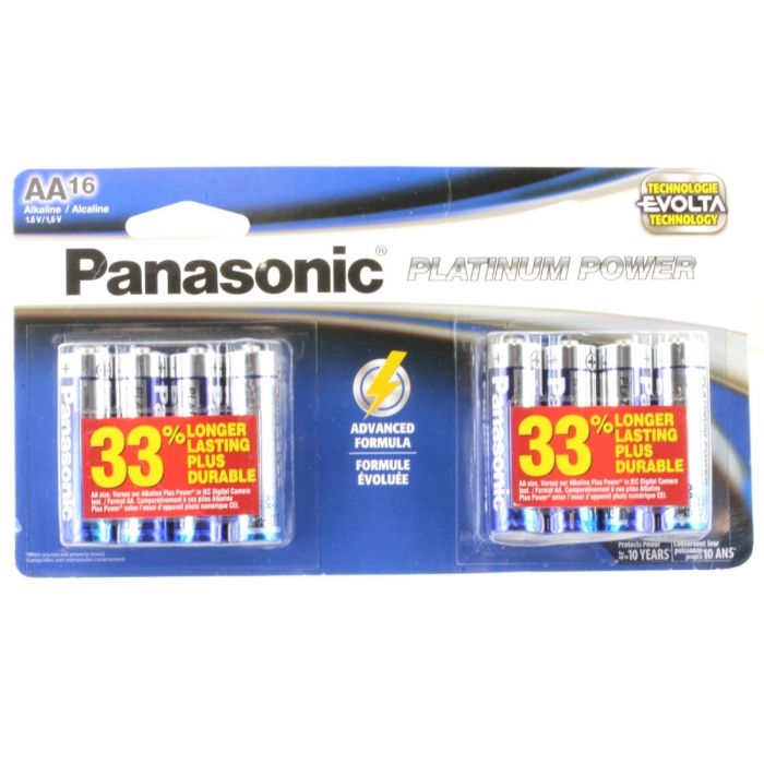 Panasonic Platinum Power AA  Alkaline Batteries (LR6XE-16BH) - 16-Pack Retail Card