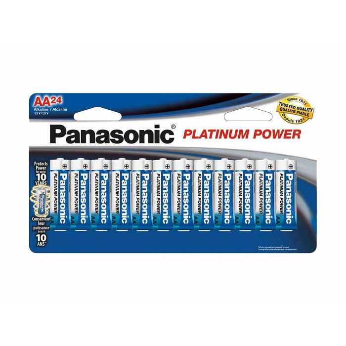 Panasonic Platinum Power AA Alkaline Batteries (LR6XE-24B) - 24-Pack Retail Card
