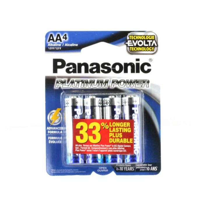 Panasonic Platinum Power AA Alkaline Batteries (LR6XE-4B) - 4-Pack Retail Card