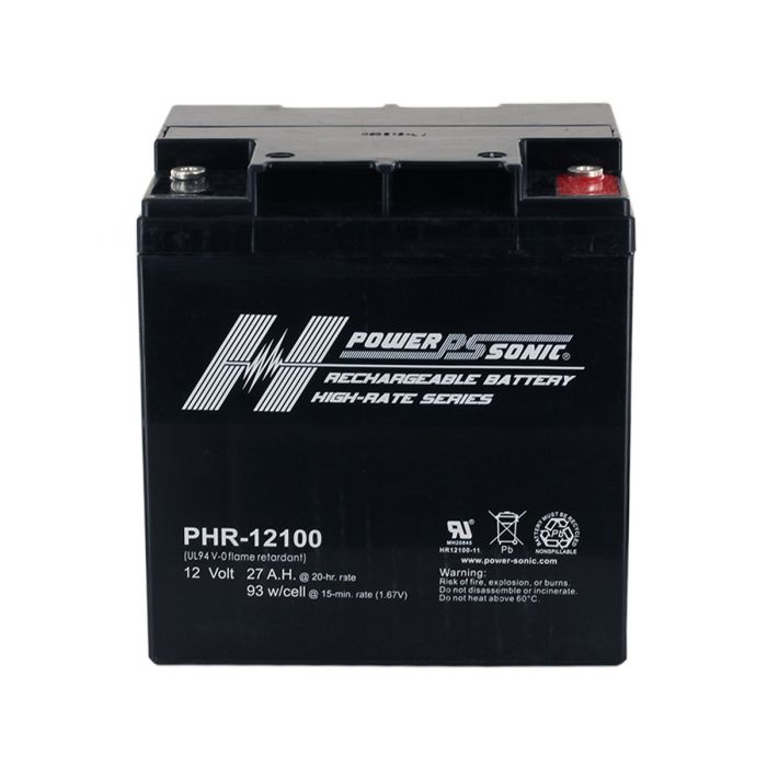 Powersonic PHR-12100 High Rate VRLA Battery 12-Volt 93 Watts/Cell @ 15 min 27-AH T12 Terminal